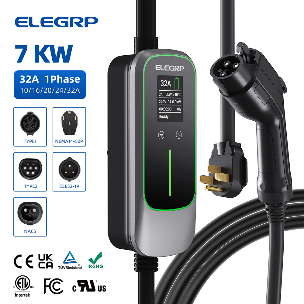 Home Ev Charger - ELEGRP 32Amp 휴대용 전기 자동차 충전기,