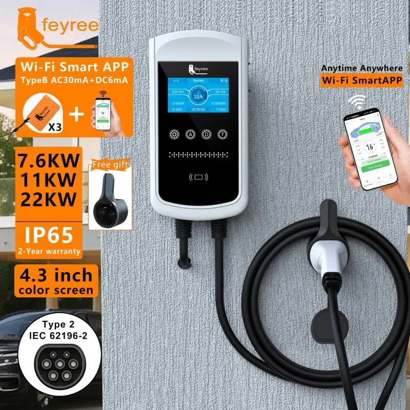 Wallbox Ev - 페이리 타입2 EV 충전기 32A 7.6KW