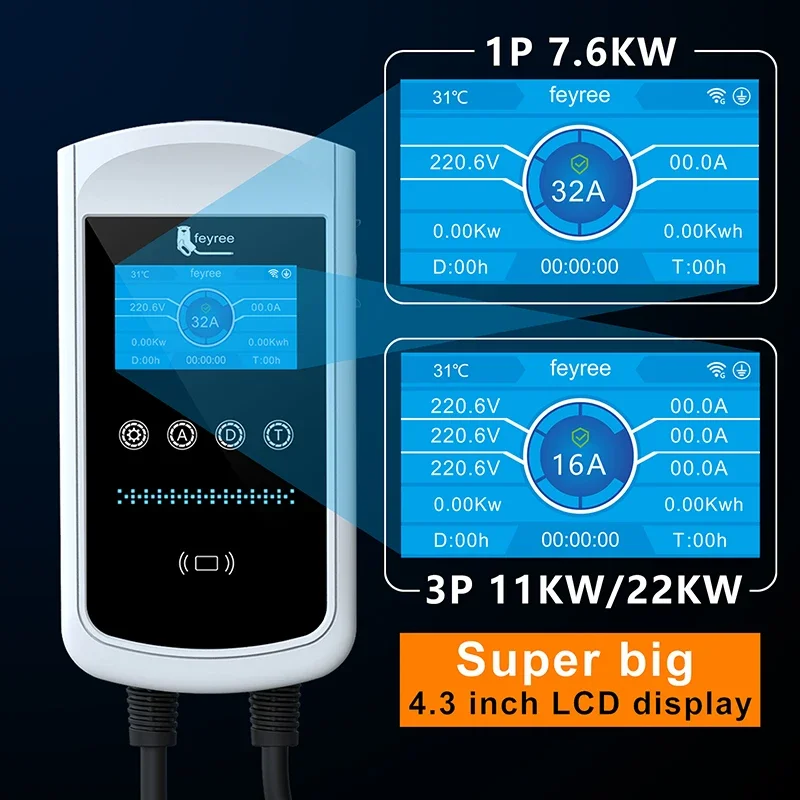 페이리 타입2 EV 충전기 32A 7.6KW 충전 스테 - Wallbox Ev 리뷰 및 가격